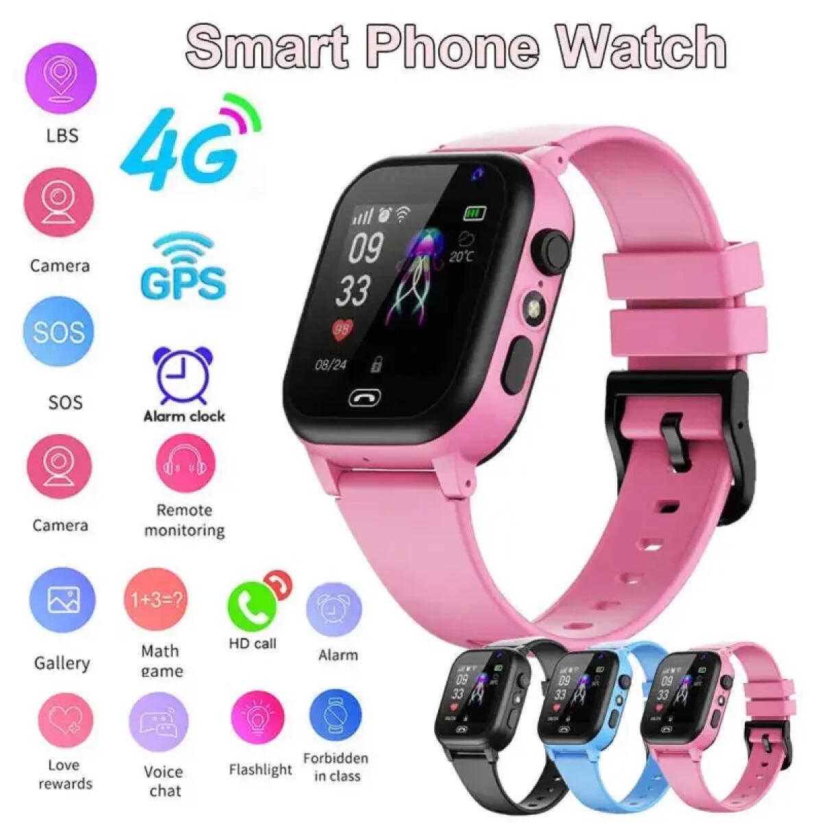 Smartwatch Watches For Girls - Reloj inteligente para niños 4G multifuncional