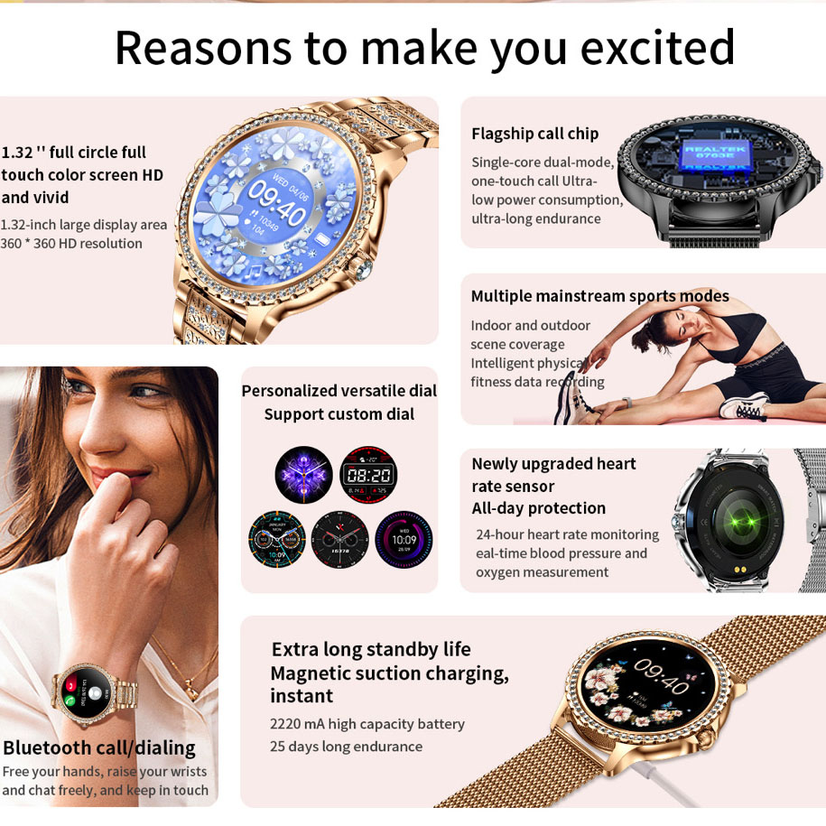 696 nuevo reloj inteligente co - Smartwatch Ladies Watches For Women reseña y precio