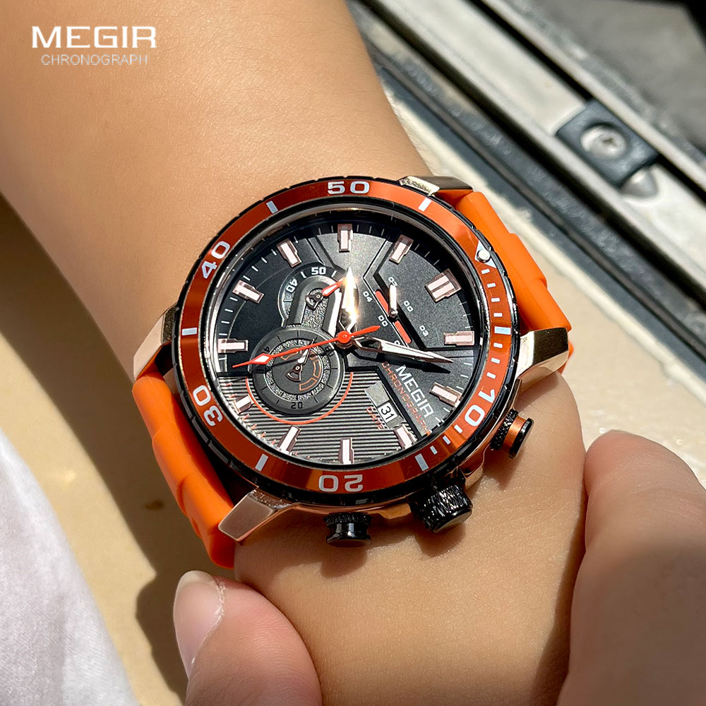 Reloj deportivo MEGIR naranja  - Silicone Sport Band reseña y precio